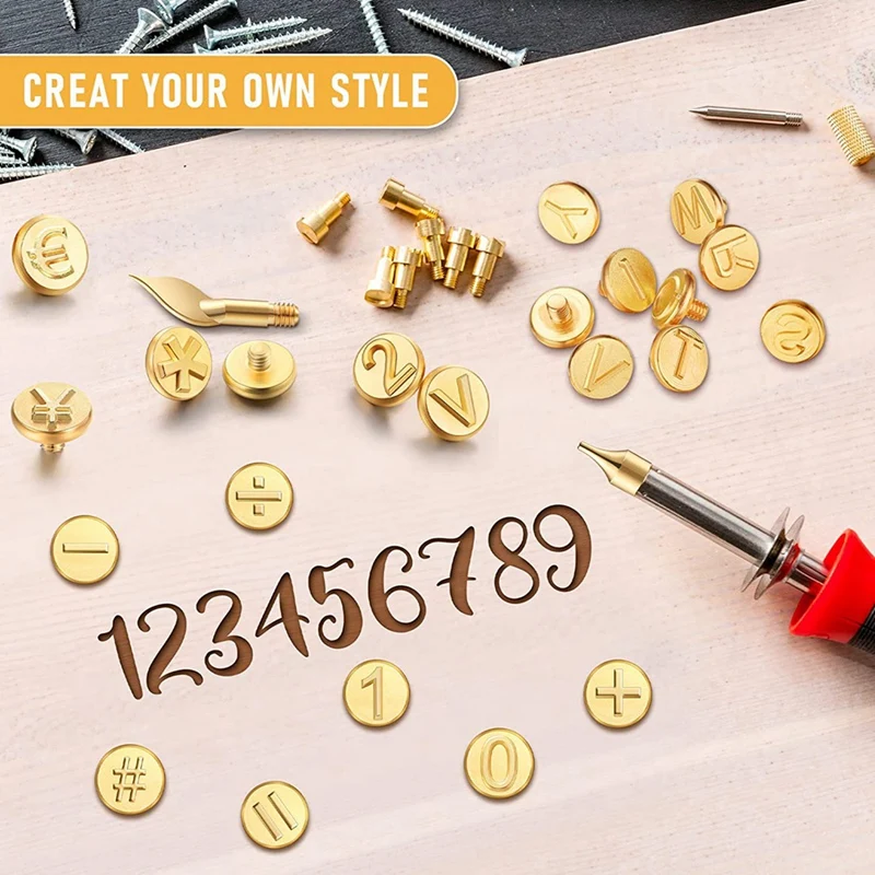 Promoção! Wood Burning Dica Set para Wood Craft, DIY Embossing Carving, Número do alfabeto, incluindo o número, 56 pcs