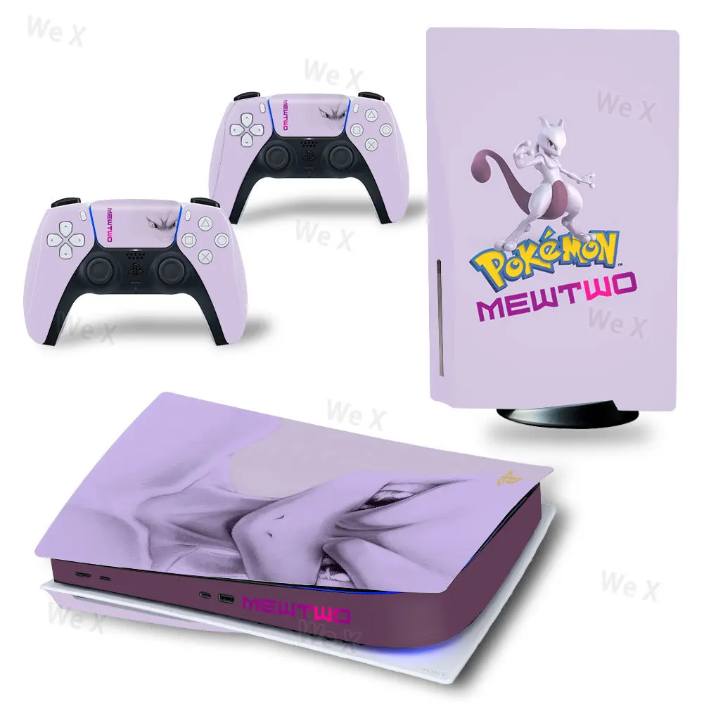 Pokemon Pikachu PS5 Disc Edition Skin Sticker Decal For PlayStation 5 Console and 2 Controllers PS5 Disc Skin Sticker Vinyl