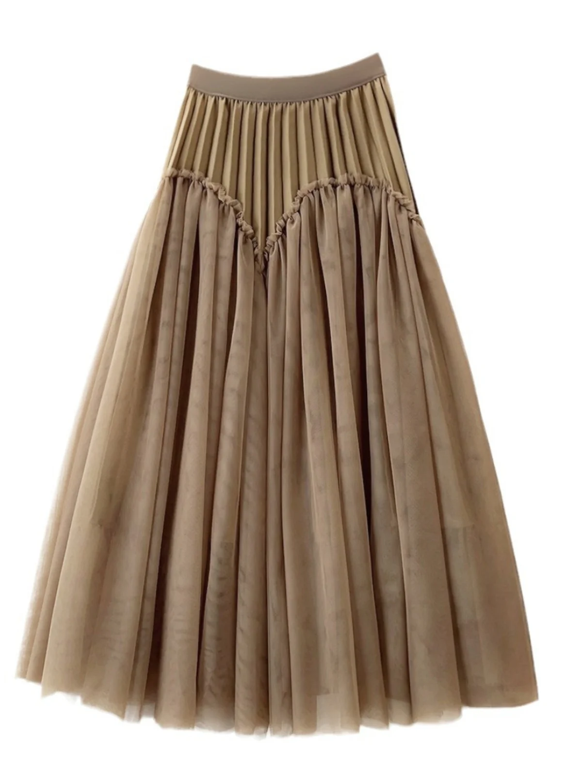 

Slimming Pleated Fluffy Me Skirt Casual Hollow out mid Waist Polyester Fabric Irregular Hemline Women's Skirt