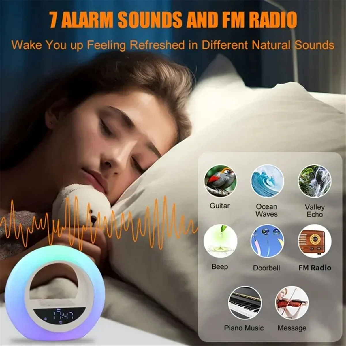 Fast！Sunrise Alarm Clock Wake Up Light Clock with Night Light Desk Clock for Heavy Sleepers Bedroom Sleep Aid view 3
