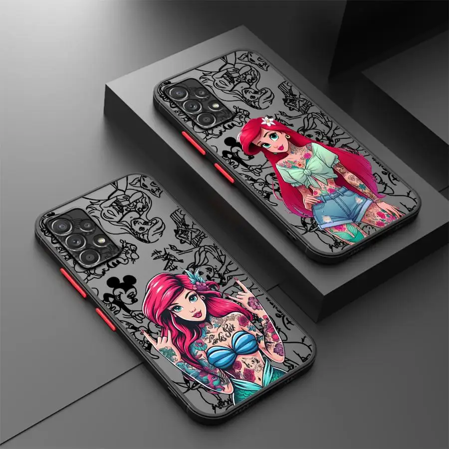 Мягкий чехол для телефона Disney Tattoo Ariel Princess для Samsung Galaxy A12 A13 A70 Note 20 Ultra 10+ 9 8 A50 A14 A06 A30 A15 A16