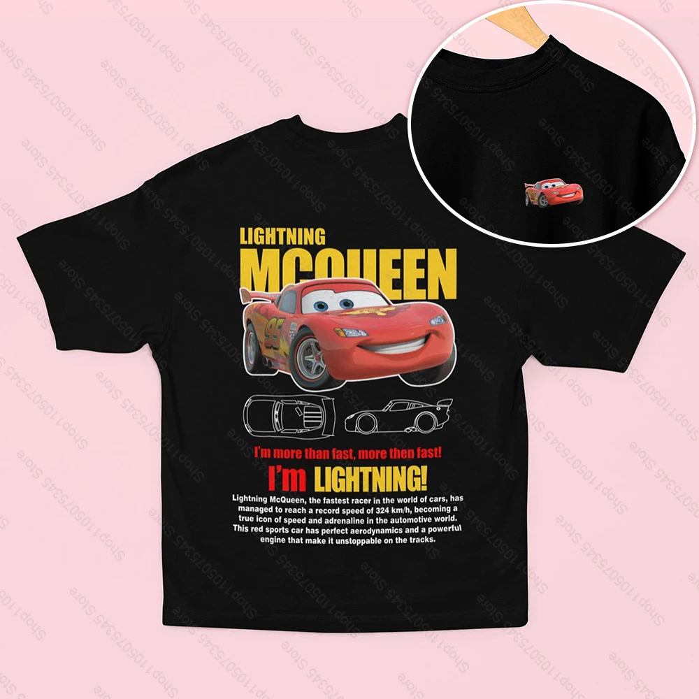 

Lightning Mcqueen and Sally T Shirt for Couples Mcqueen Sally Oversized T-shirts Double-sided Print Tee for Men Women Clothing