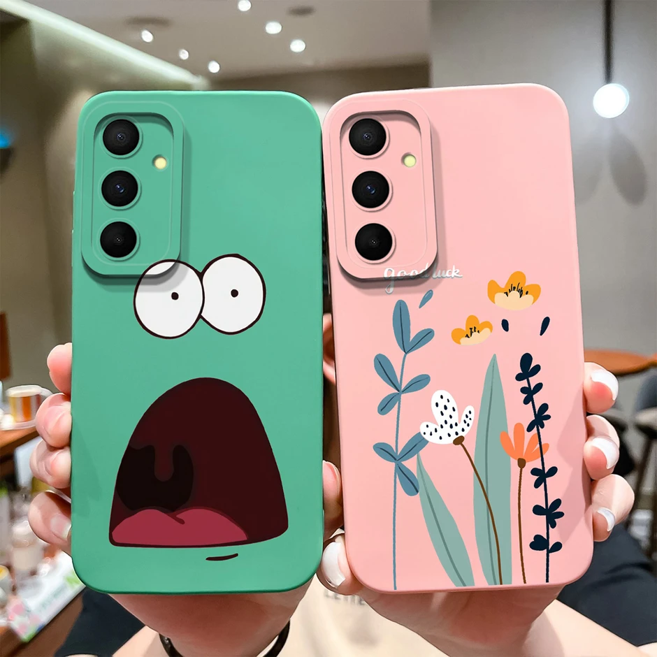 For Samsung Galaxy A55 5G Case Cute Amusing Smiling Face Couple Liquid Silicone Soft Back Cover For Galaxy A55  A 55 Coque Funda