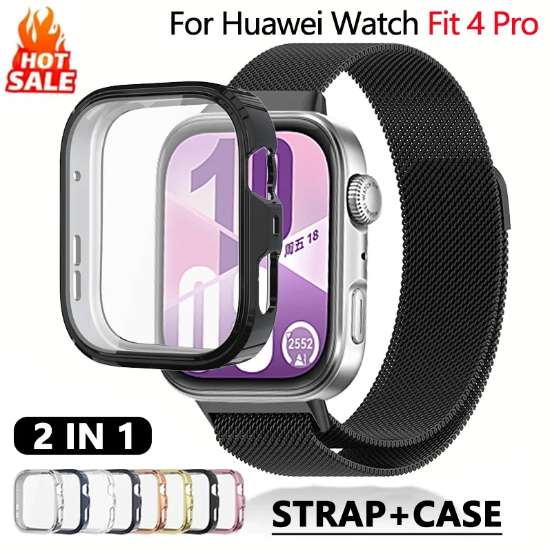 حافظة + حزام حلقة ميلانيزي لساعة هواوي فيت 4 برو ملحقات حزام سوار مغناطيسي من الفولاذ المقاوم للصدأ لسوار هواوي فيت 4/3 #3