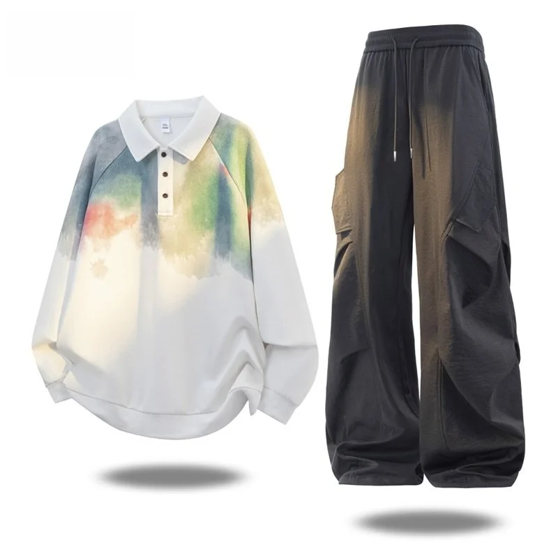 

TUCANO Spring 2026 Men's Casual Sportswear Set Dyeing Sweatirt And Loose Pants Whole Trendy Set Long Sve irt