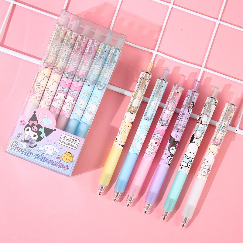 

48 шт/лот Sanrio Creative Cat Dog Press Gel Pen Cute 0.5mm Black Ink Signature Pens промо-подарочные школьные принадлежности