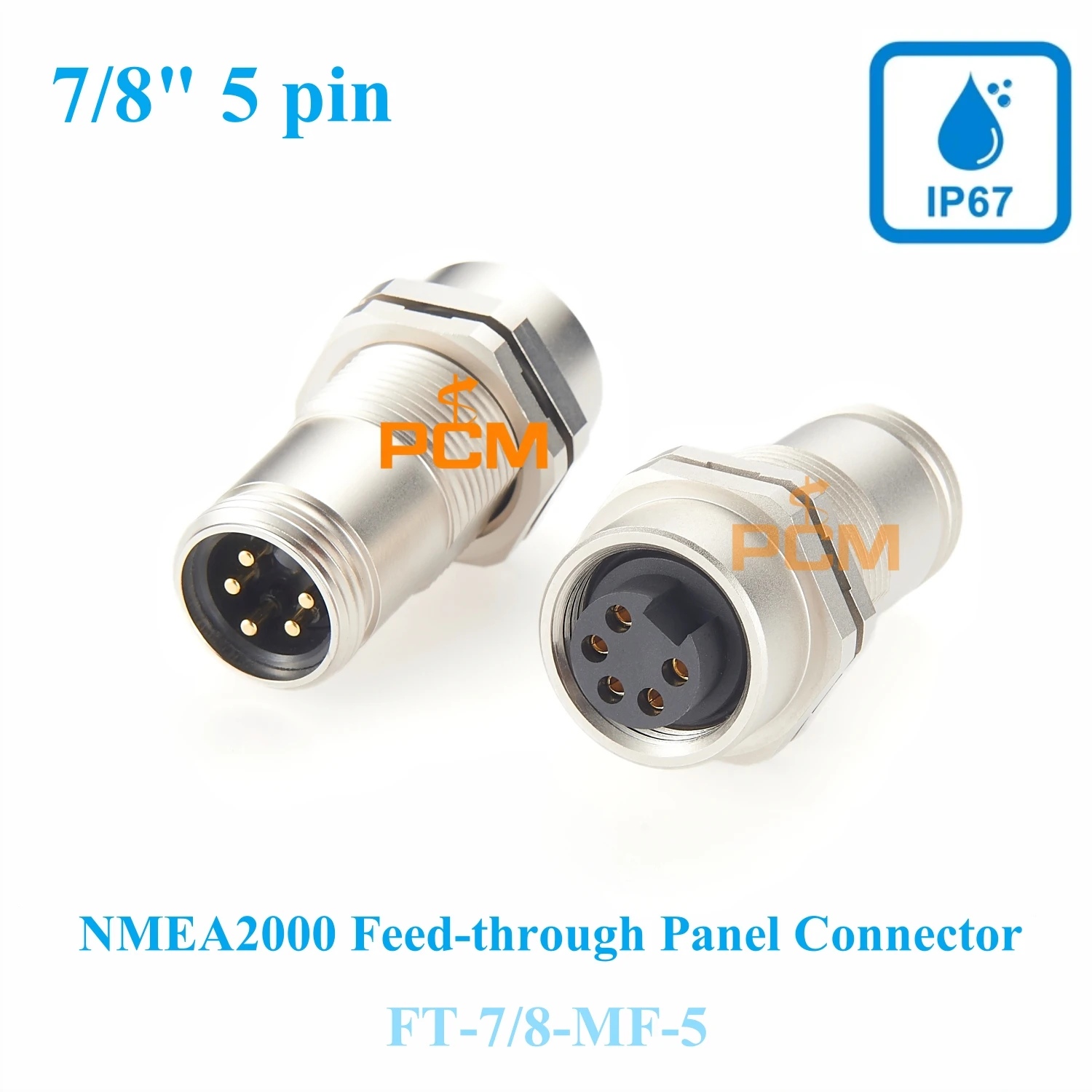 

Profinet 7/8’’-16 UN-2A Mounting Thread connector IP67 Waterproof 7/8 Connector 5 Pin Field Wireable Male to Female adapter