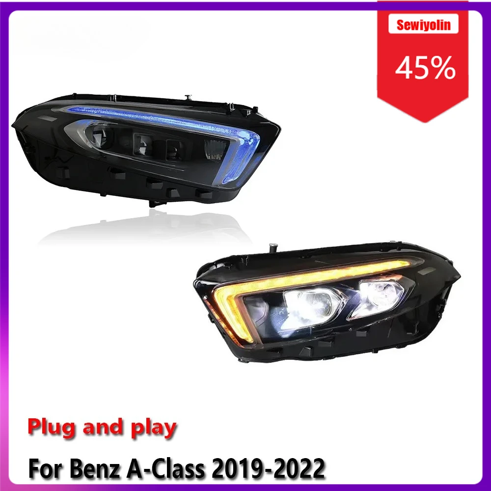 

Sewiyolin Car LED Lamp Headlight Assemblies for Benz A-Class A180 2019-2022 Fog DRL Brake Turn Signal Lamp Plug and Play
