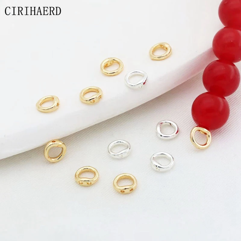 14K Gold Plated Double Hole Connector Rings For Jewelry Making Supplies End Bead Tip Pearl Bracelet Necklace Making Accessories