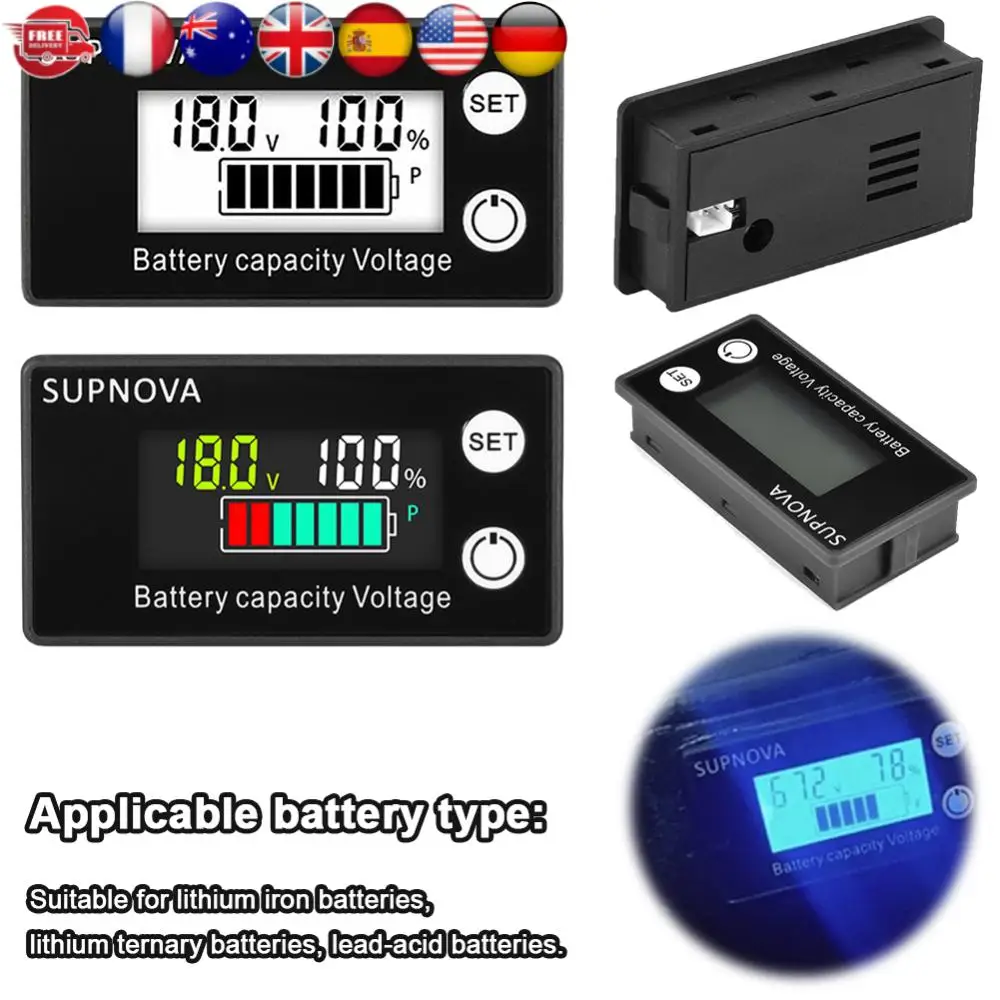 تيار مستمر 8 فولت-100 فولت LCD سيارة دراجة نارية الفولتميتر قدرة البطارية مؤشر الرصاص الحمضية ليثيوم LiFePO4 جهاز قياس الجهد الكهربائي الجهد متر فاحص #1