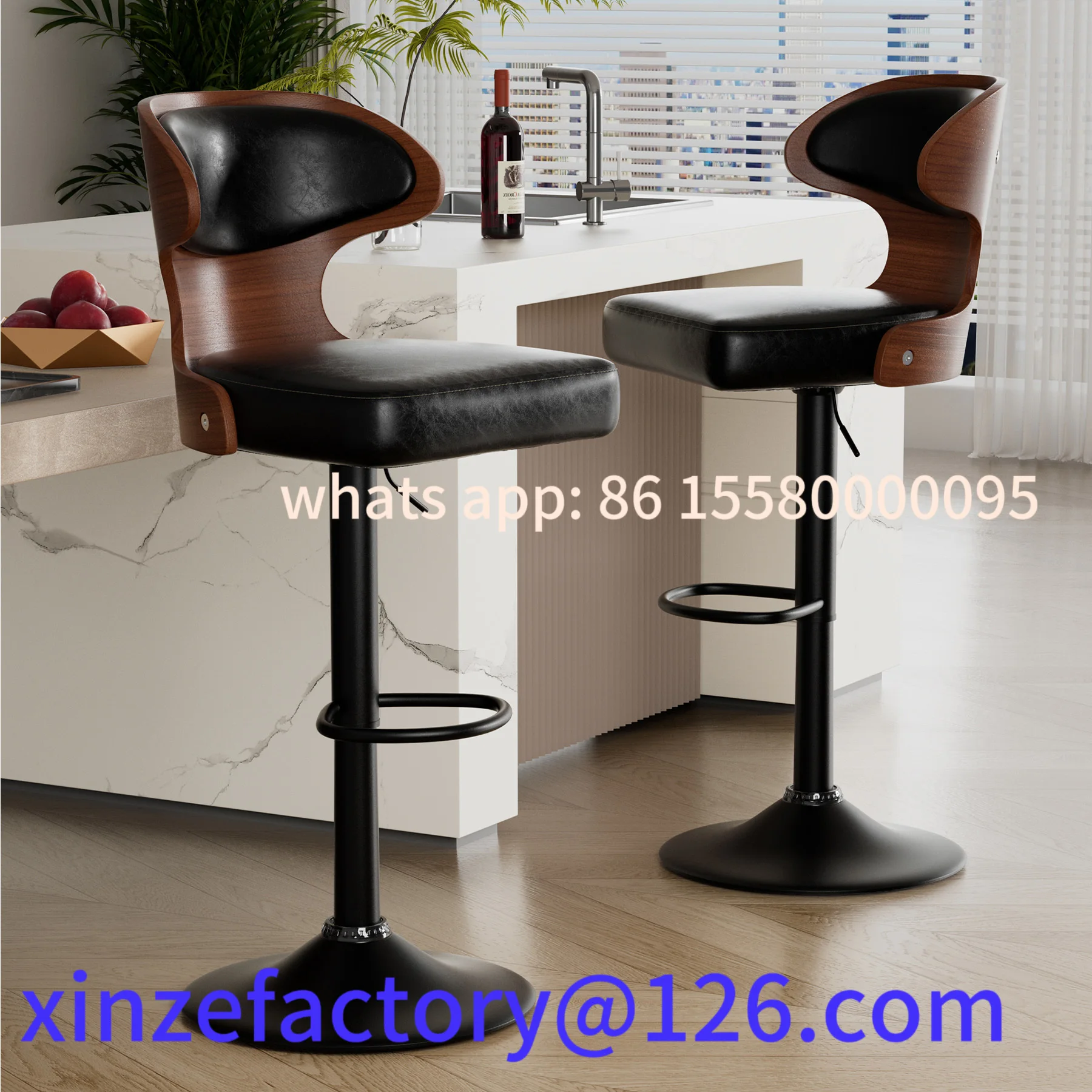 カスタマイズ可能な2脚のハイダイニングチェア、回転式調整バーチェア、キッチン、リビングルーム用ソフトパック背もたれ