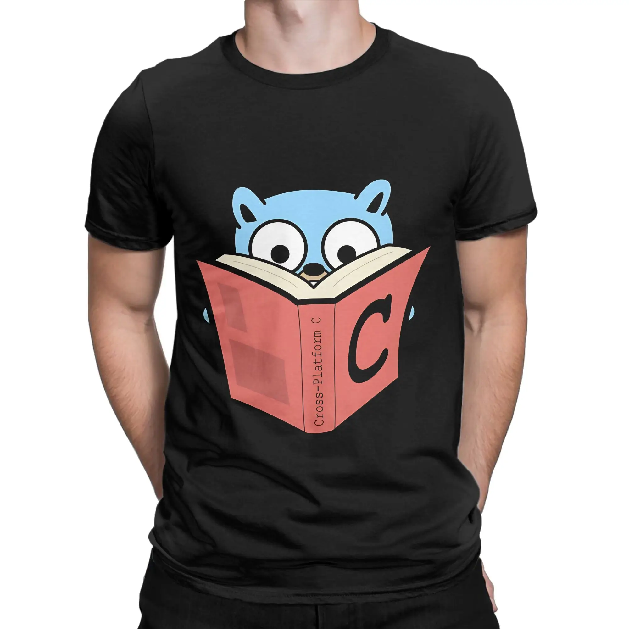 Go C Go Gopher with C book Navy Graphic 100% Cotton T-Shirt gopher Tees Tops For Men