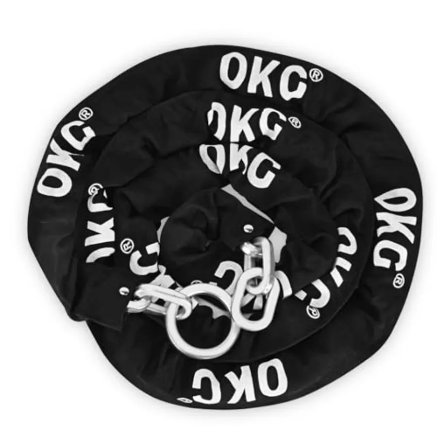 

Цепь безопасности OKG Extra Long, 10 футов x 3/8 дюйма, особо прочная, с экологичным цинковым покрытием, не поддающаяся разрезанию, для использования на улице и в помещении, для велосипедов и мотоциклов