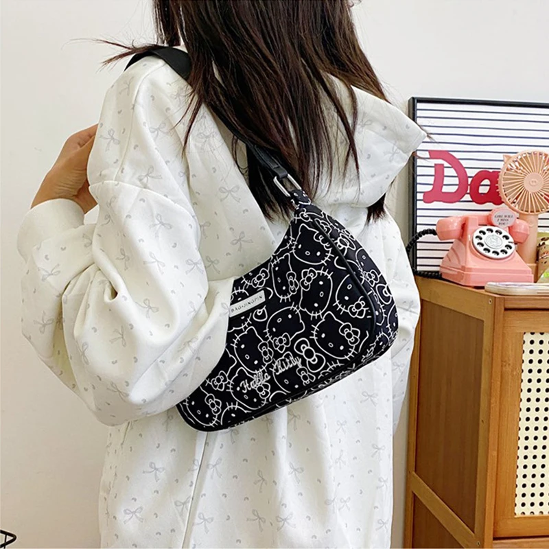 Sanrio Hello Kitty Shoulder Bag Cute Cartoon Melody Kuromi Women\'s Fashion Backpack Kawaii Y2K Wallet Underarm Handbag Girl Gift