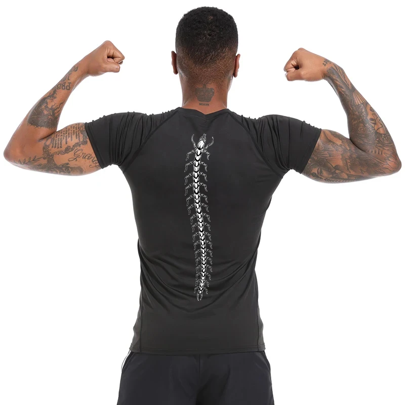 Graphic Compression Shirts for Men Gym Workout Athletic Quick Dry Tshirt Tops Training Running Undershirts Baselayers Rash Guard