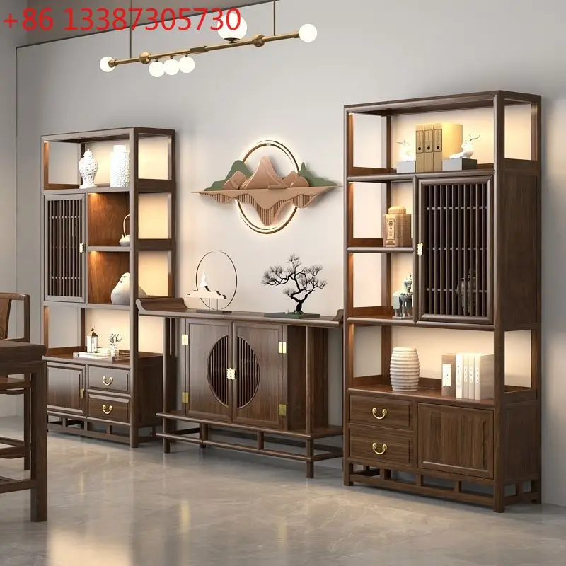 

Новая китайская стойка для богу, витрина из цельного дерева, офисный книжный шкаф, винная стойка
