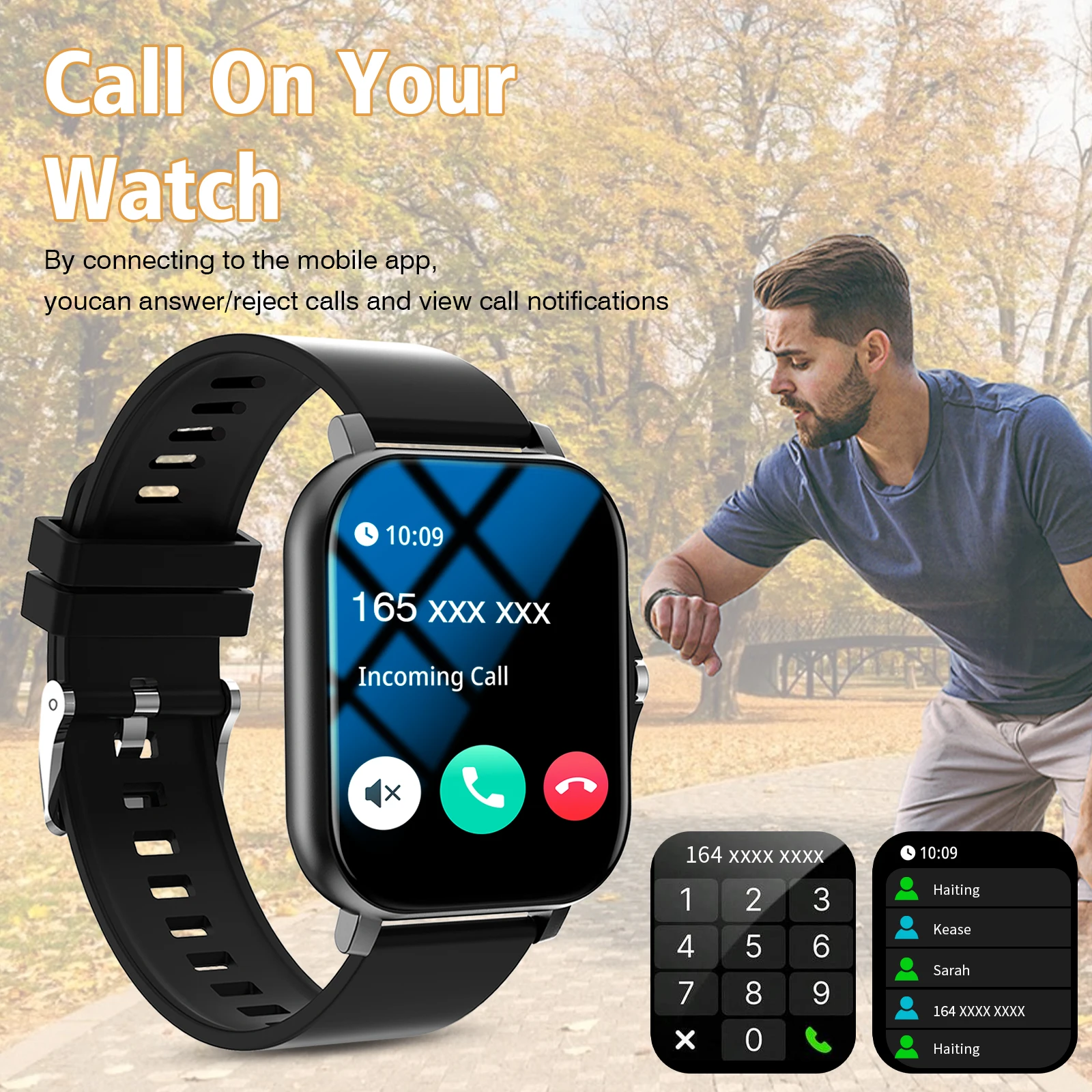 ساعة ذكية، محادثة/قرص لاسلكي، وضع رياضي متعدد للرجال والنساء، متوافق مع هاتف IPhone/Andriod