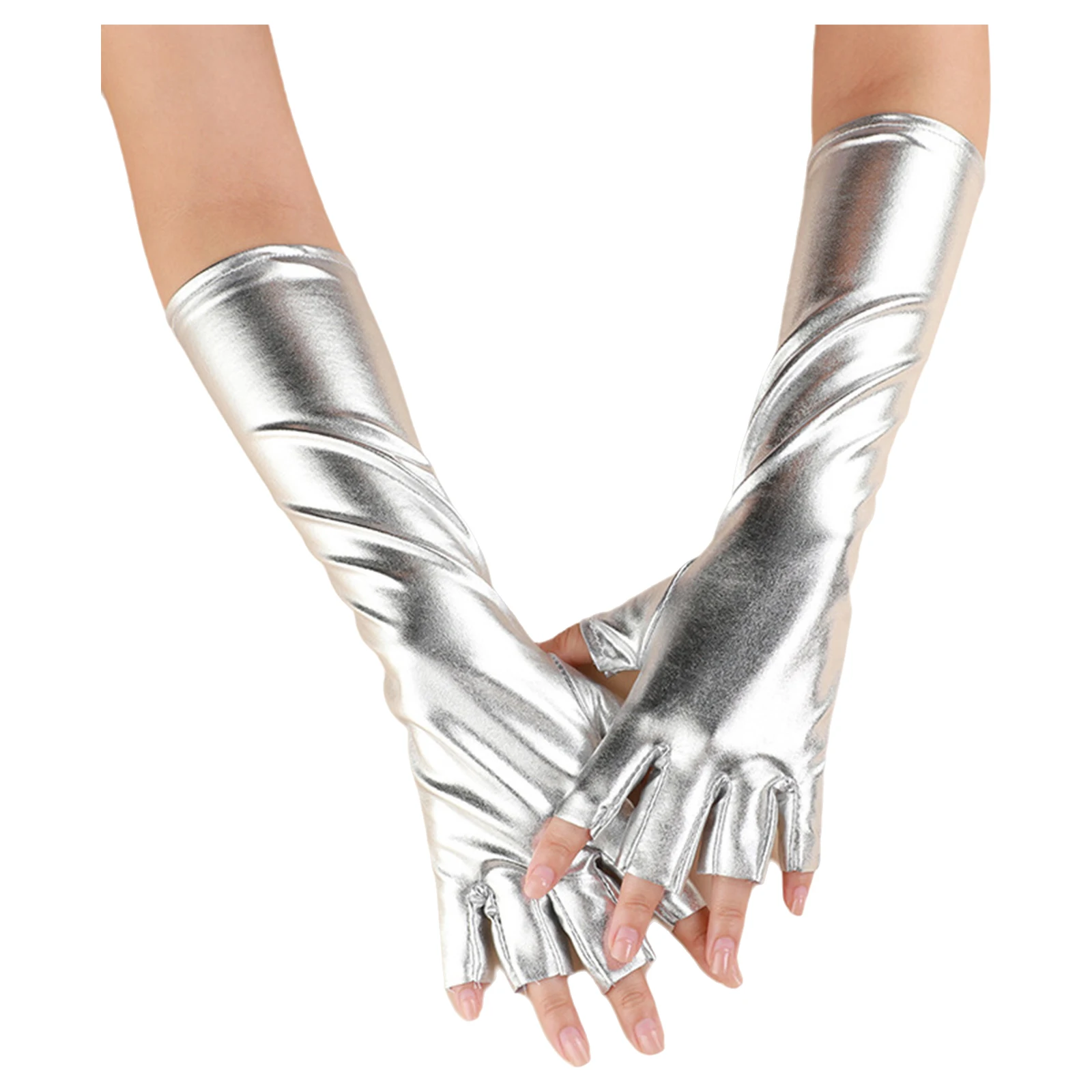 Vrouwen Lange Vingerloze Handschoenen Sexy Kunstleer Vrouwelijke Hip Hop Wanten Elleboog Mitten Arm Warmer Zwarte Punk Motorhandschoenen