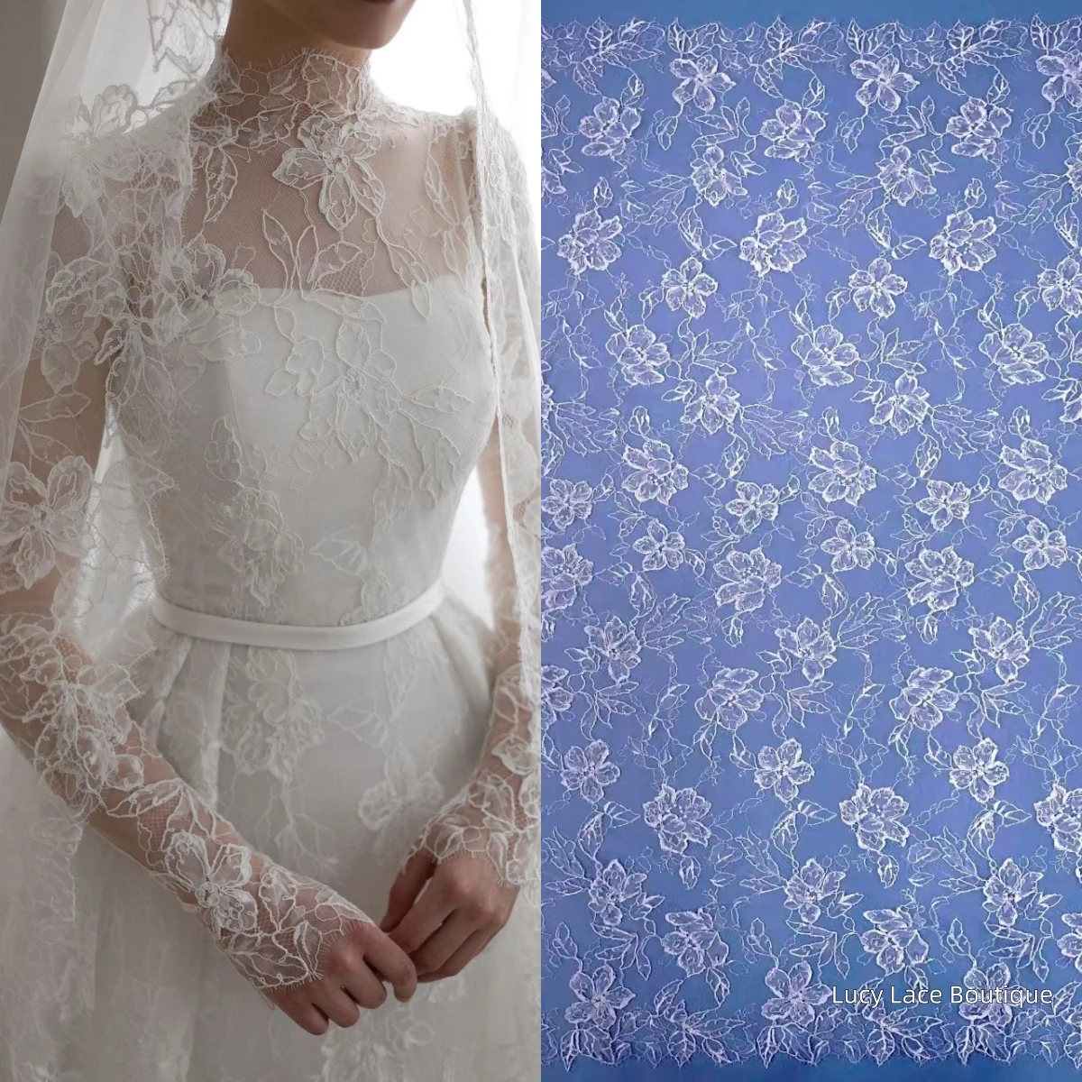 1.4M Wide Exquisite Corded French Lace Fabric Off White Milk White Colour Wedding Lace Handmade Cording Lace Panel 2025 NEW