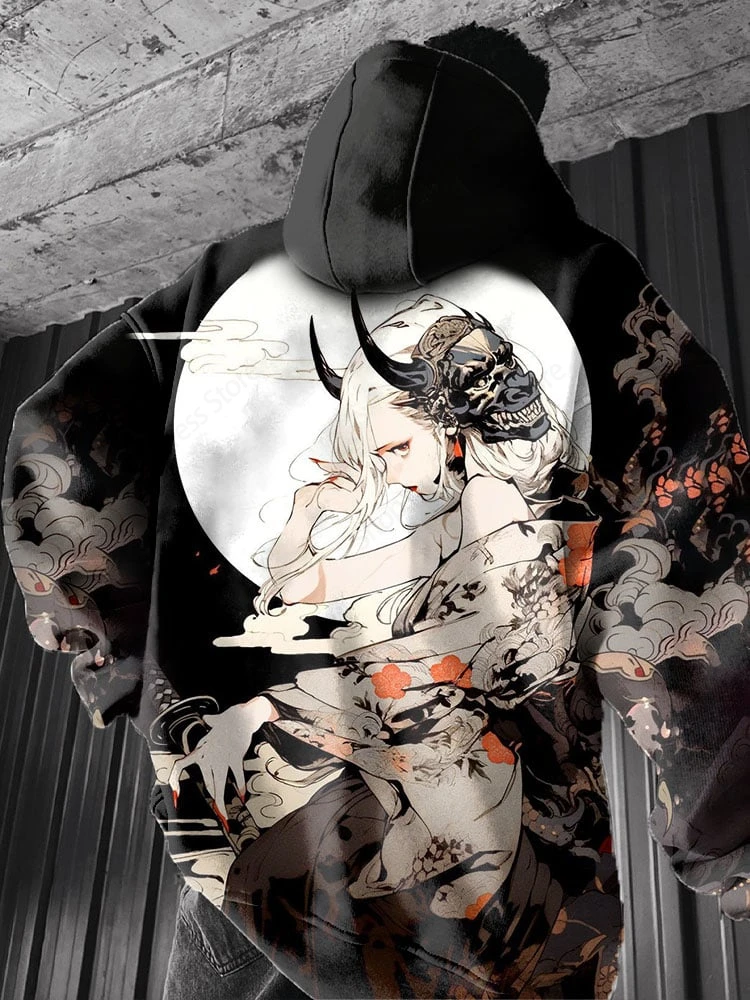 일본 애니메이션 뷰티 3D 프린트 그래픽 후드, 남성 패션 오버사이즈 후드, 소년 코트, 여성 땀 운동복