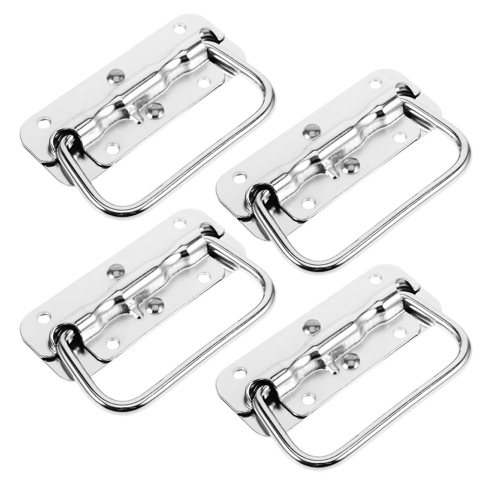 

4 Pcs Heavy Duty Stainless Cabinet Door Handles Steel Foldable Tool Case Hardware Box Chest Trunk Container Hardware Pull