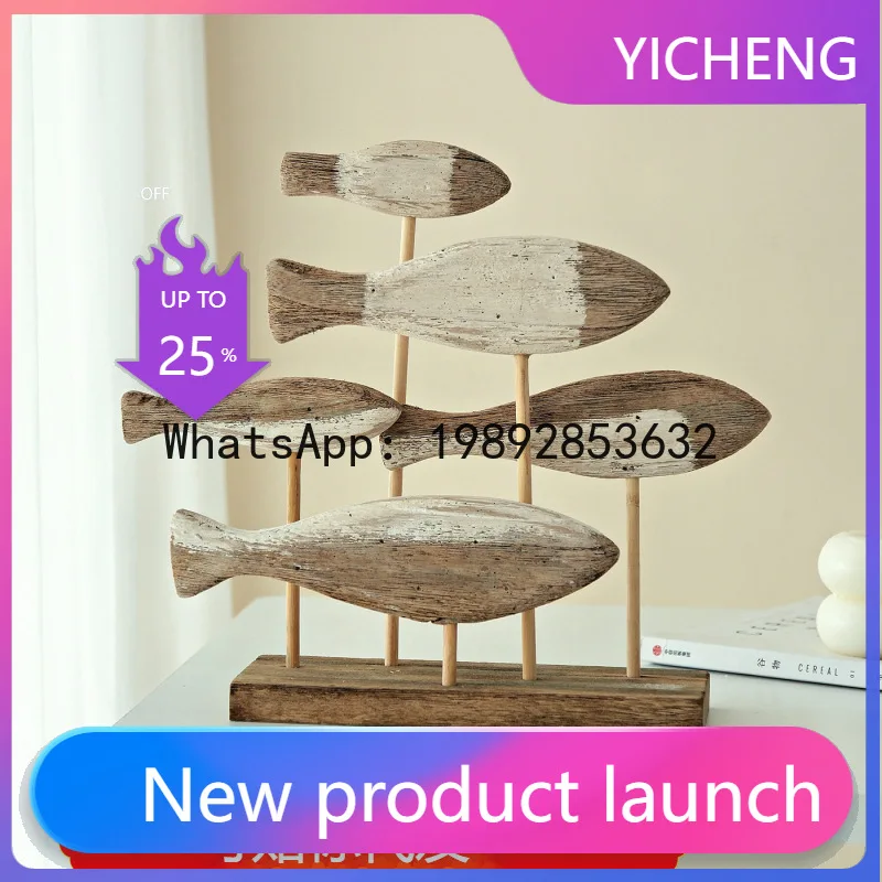 

PYJ Marine Style Hand-Carved Three-Dimensional Fish Mediterranean Tabletop Ornament