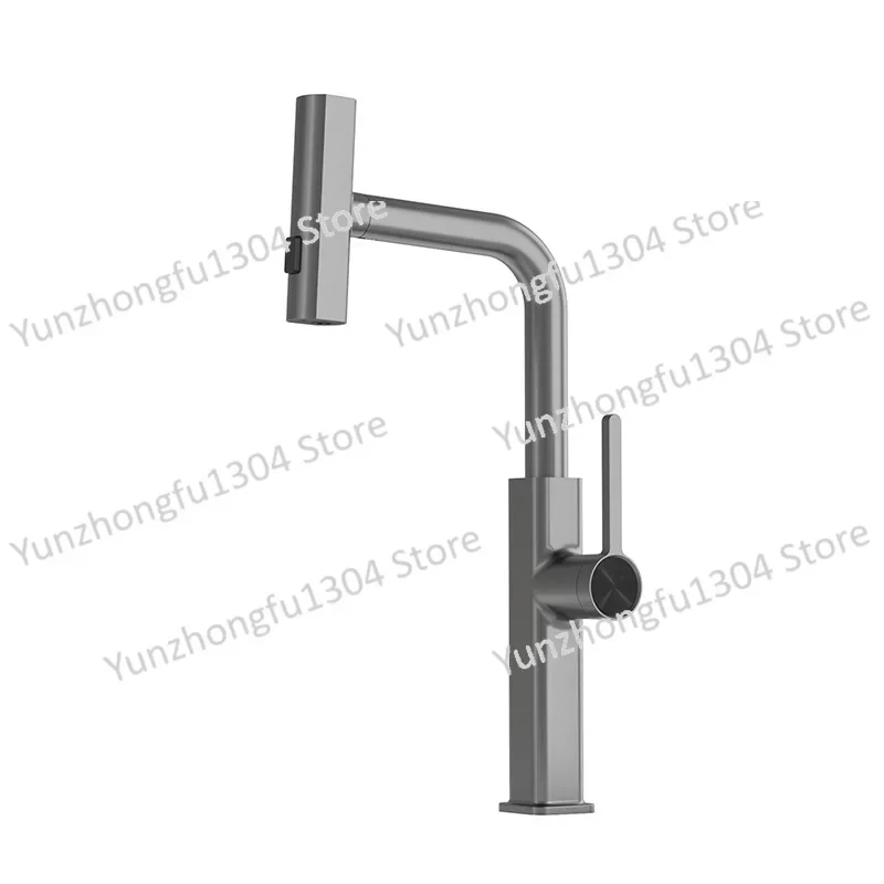 Flying rain kitchen water tank faucet pull-out type hot and cold splash-proof vegetable basin universal rotating stainless steel