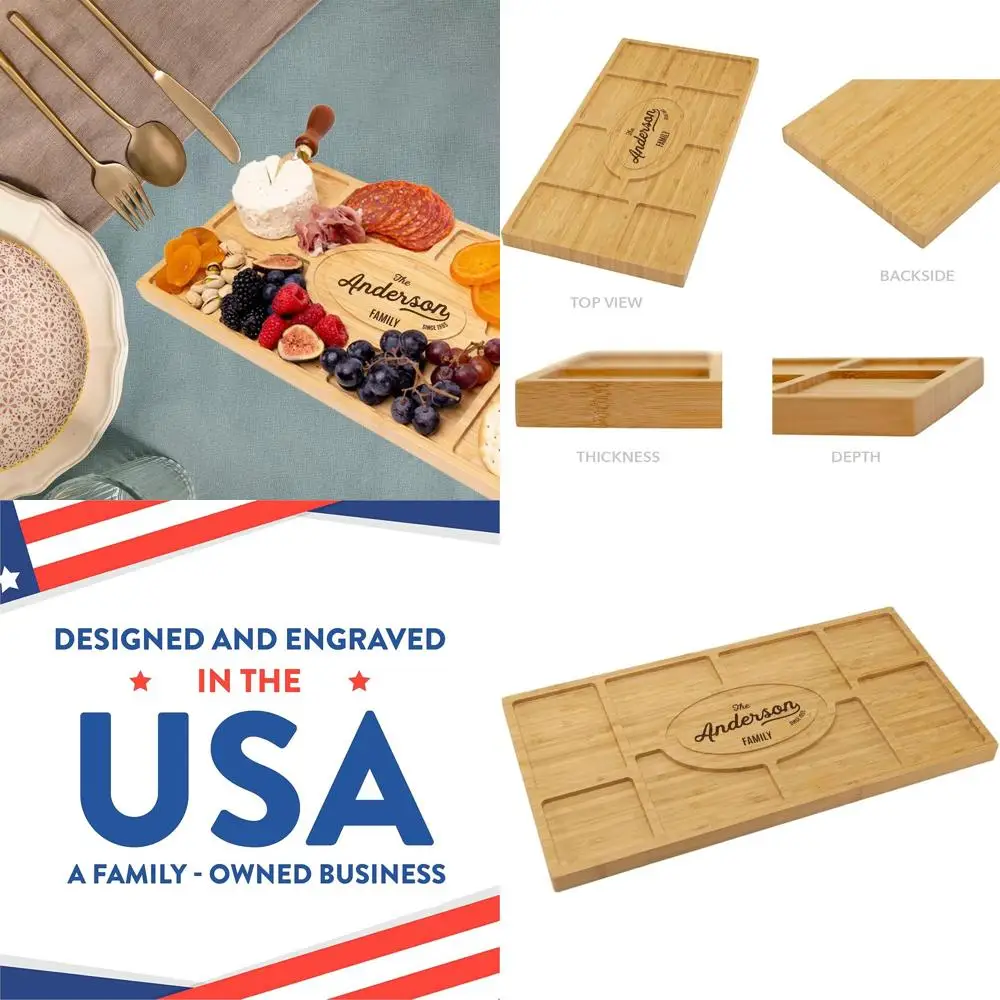 

Custom Engraved Bamboo Charcuterie Board - Personalized Serving Tray for Weddings, Anniversaries, and Special Occasions