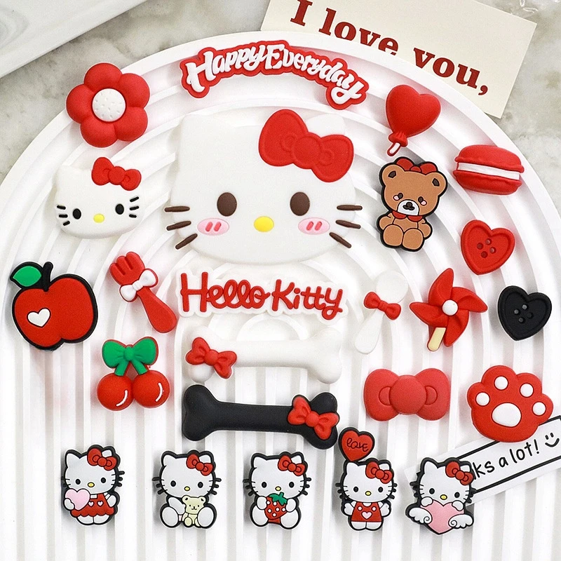 New Hello Kitty Shoe Accessories for Clogs Classic Cartoon Sandals Indoor Slippers JIBBITZ  Birthday Gift Creative Party Gift image 2