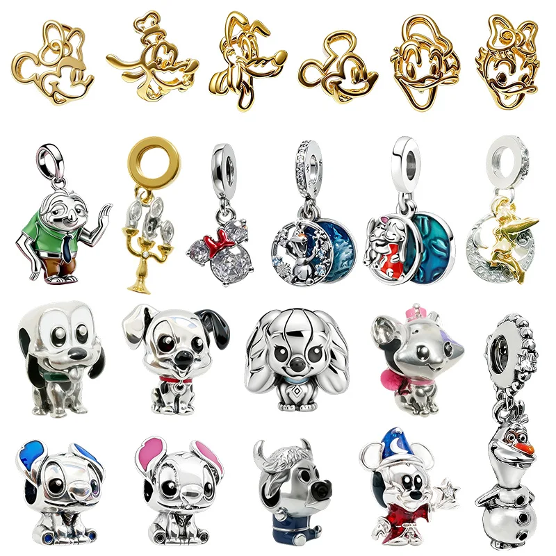 

Abalorios Originales Disney Frozen Snow Olaf Double Dangle y Disney Pluto Outline Ddangle, compatibles con pulseras y colgantes
