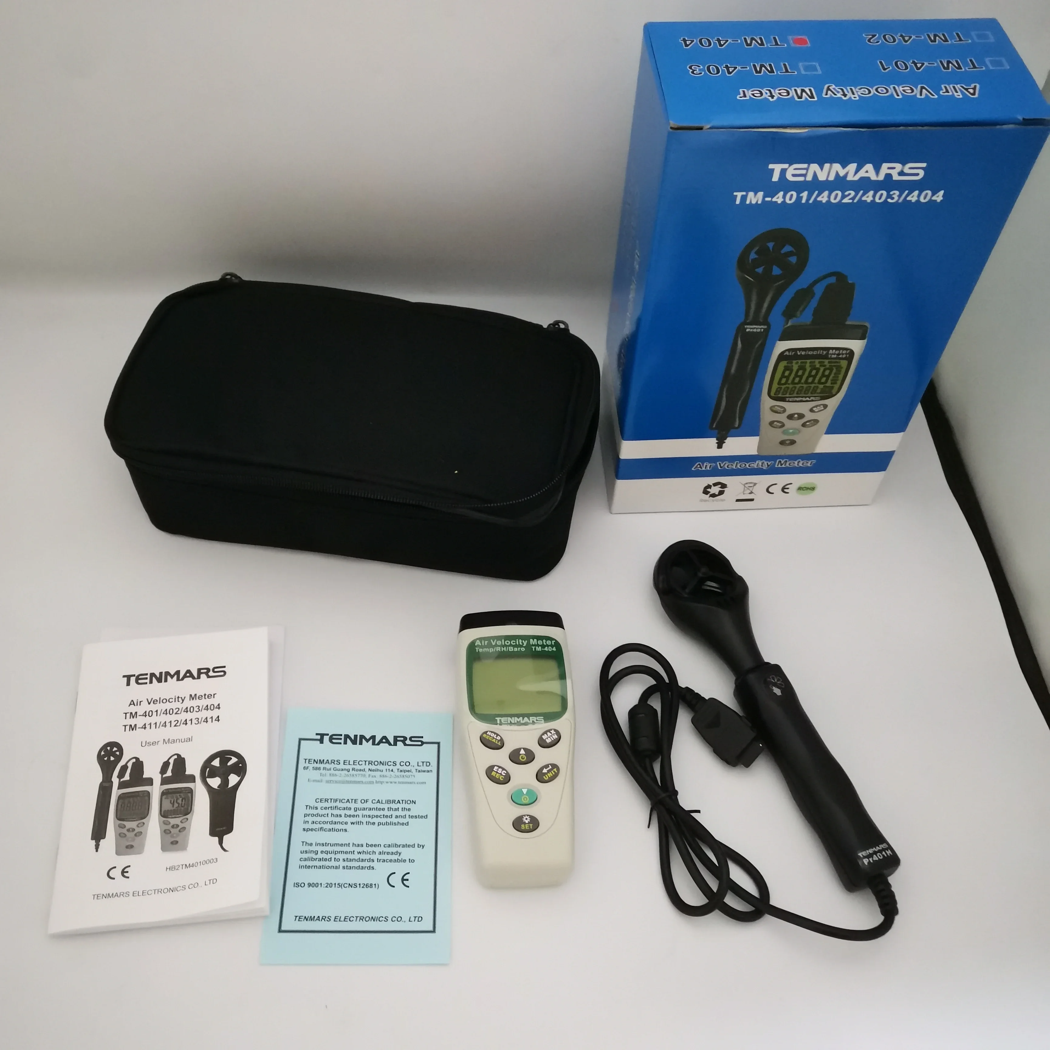 TENMARS TM-404 Air Velocity Meter Airspeed Anemoscope Anemometer -20~60 C