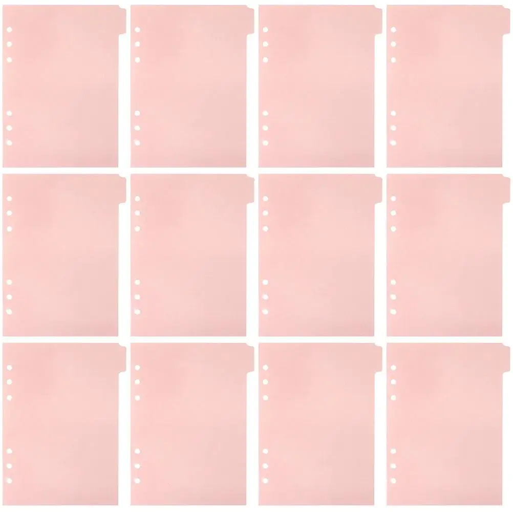 12 Pcs Partition Baffle Notebook Index Dividers Binder Clips Simple A5 Plastic Tabs Aesthetic Pp Punched Notepad Notebooks