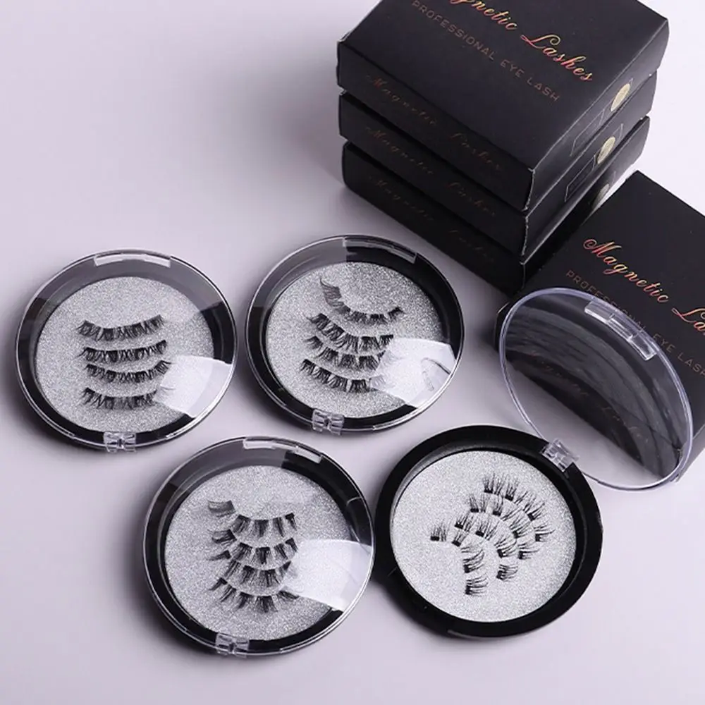 Natural Slimming Magnetic False Eyelashes Handmade Lashes Extension Four Magnetic False Eyelashes Reusable Non-adhesive