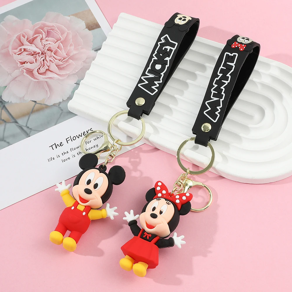 Disney Cartoon Anime Accessories Mickey Keychain Cute Minnie Keyring Student Bag Pendant HangingCar Key Chain Couple Kids Gift