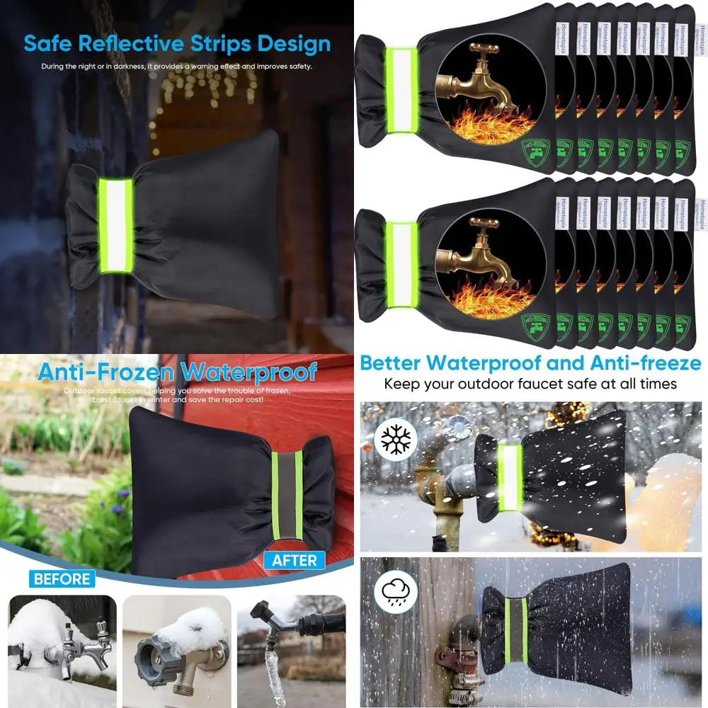 

Winter Insulated Outdoor Faucet Covers, 16-Pack, 6.1x8.3, Reusable, Waterproof, Black