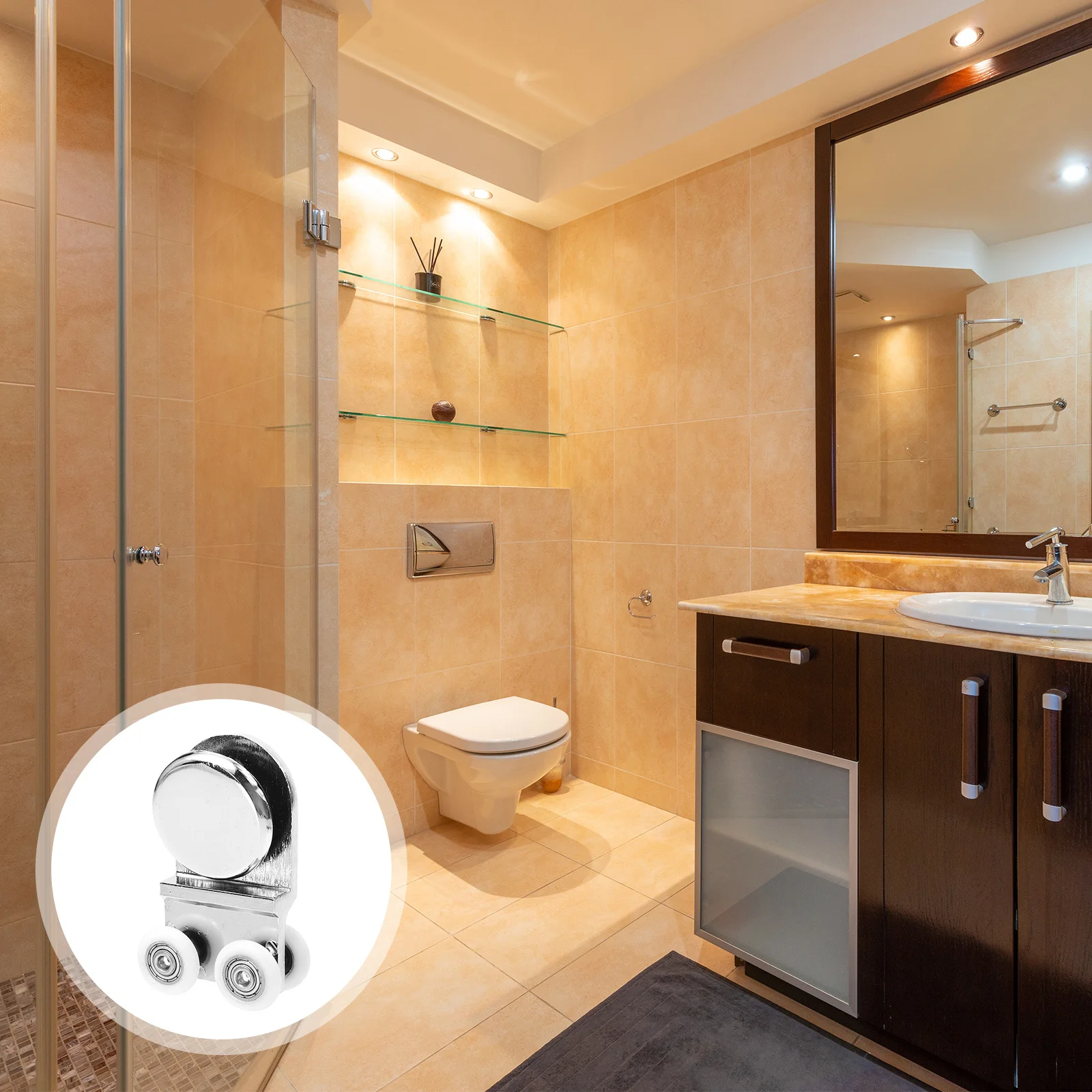 

Shower Door Rollers Zinc Alloy Bottom Pulleys Replacement Parts Smooth Glide Wear Resistant Wheels Glass Sliding Doors Bathroom