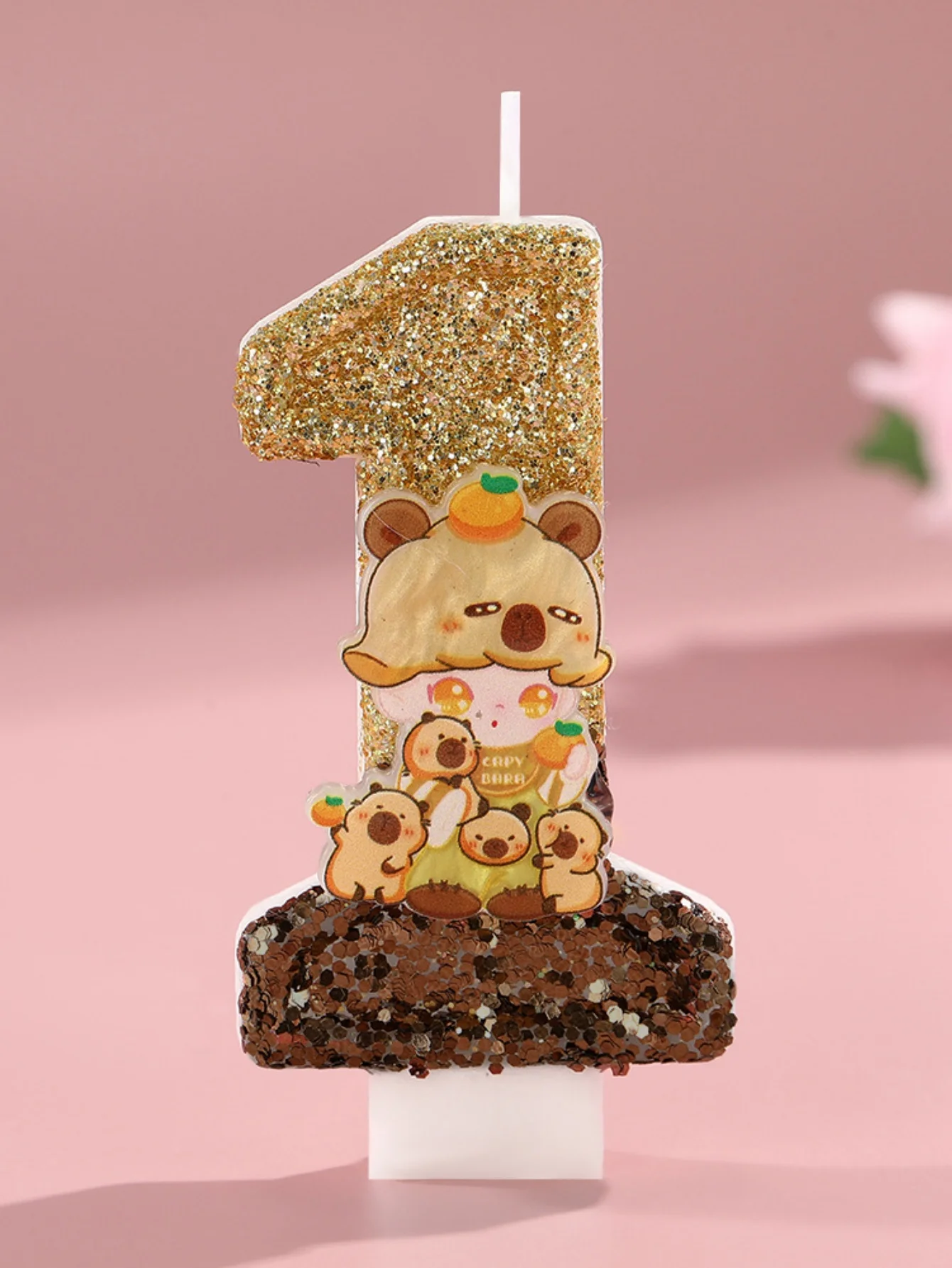 Capibara Digital Birthday Candles - Golden Brown Acrylic Dolphin Decorative Candles, Holiday and Commemorative Day Candles