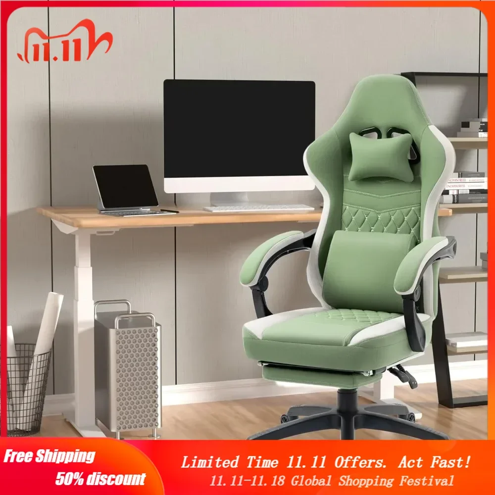 

Gaming Chair Breathable Fabric Computer Chair with Pocket Spring Cushion, Comfortable Office Chair with Gel Pad and Storage Bag