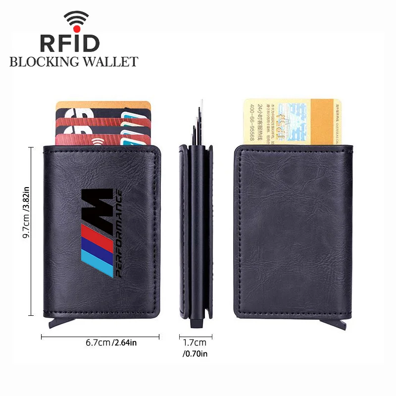 Rfid Leather Carbon Fiber Credit Card Holder pu Wallets Men Black Magic Trifold for BMW M Logo X1 X2 X3 F10 F30 G11 G07 E60 E46