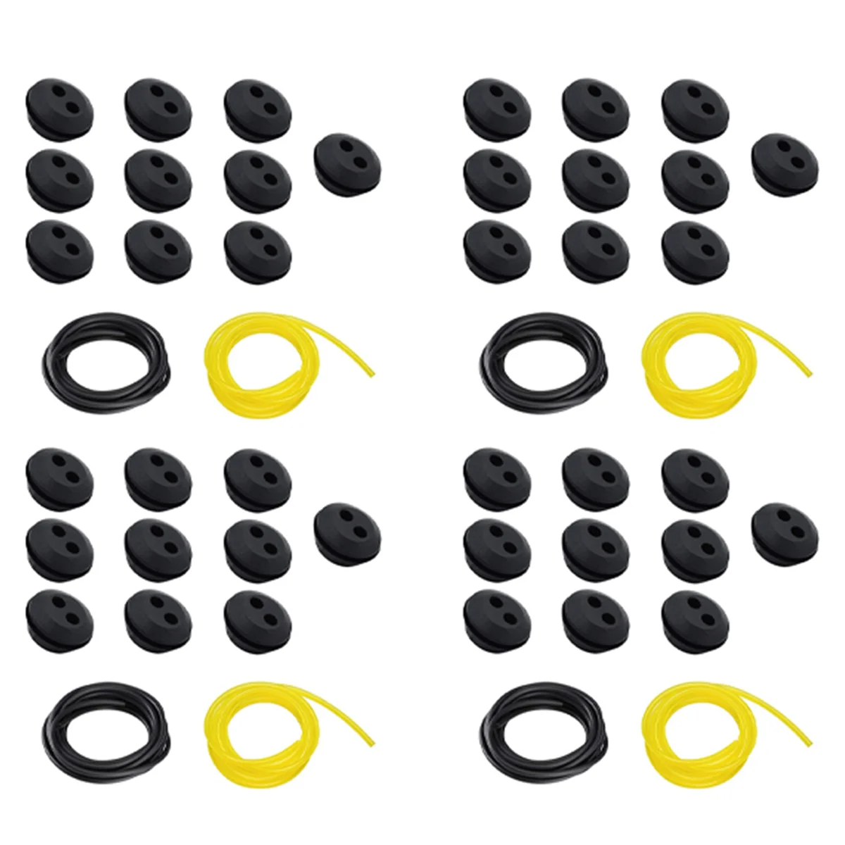 40 Pcs 2 Holes Fuel Tank Grommet Rubber with Fuel Line Pipe for Brush Cutter Grass Trimmer