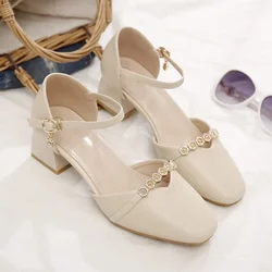 Zapatos De Mujer Women Cool Light Weight Beige High Quality Pu Leather Office Pumps Lady Cute Comfort Hotel Work Heel Shoes A229