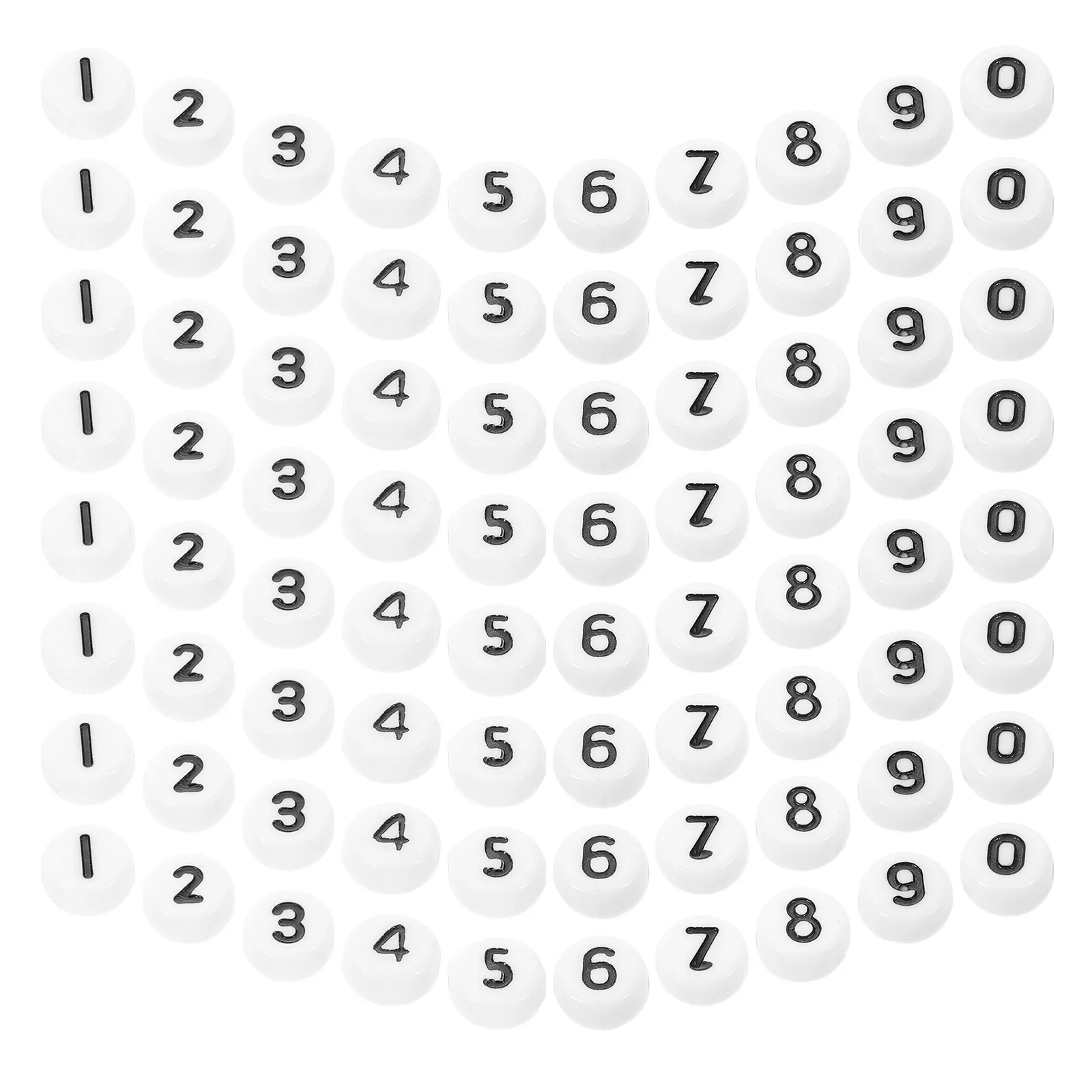 

1000Pcs Acrylic Number Beads White Base Black Numbers Flat Round Shape for Bracelets Necklaces DIY Jewelry Making Crafts