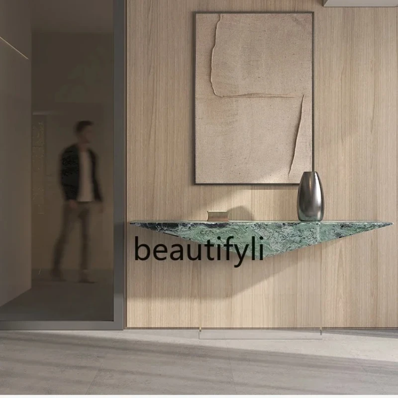 

Italian minimalist entry light luxury entrance cabinet against the wall Bulgari marble acrylic entrance table