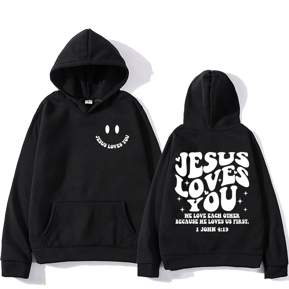 

Jesus Loves You Hoodie Long Sleeve Gothic Comfortable Sweatshirts With Pocket Harajuku Soft Clothes Moletom Casual Pullovers