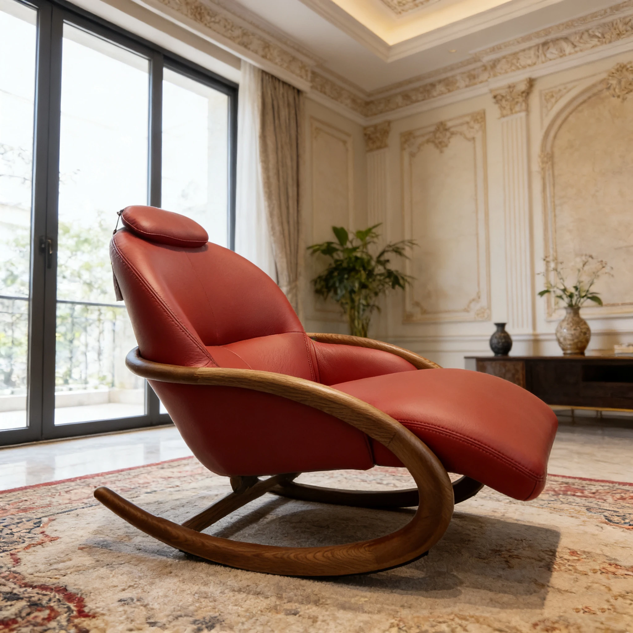 A*-Luxury Personalized Rocking Chair, Vintage Solid Wood Armchair, Suitable for Living Room, Model Room
