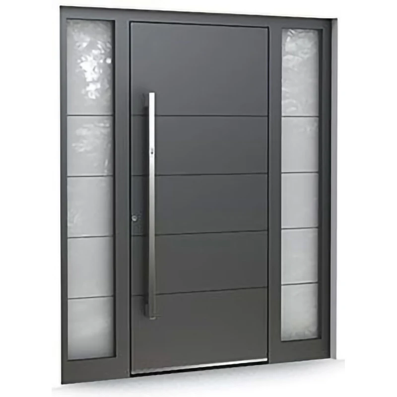 North American Hot Sale Exterior Modern Double Glazed Front Residential French Doors With Side Lite Wooden Hinged Door