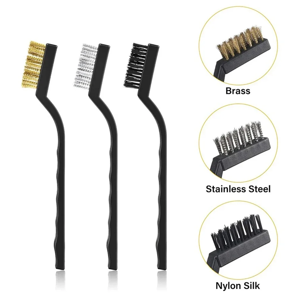 Brosse à Dents Industrielle en Acier Inoxydable, Cuivre, Fil de Nylon, Antirouille, GIslande Manuel, Outils de Livres, Poignée en Plastique, 7 Pouces, 1/3 Pièces