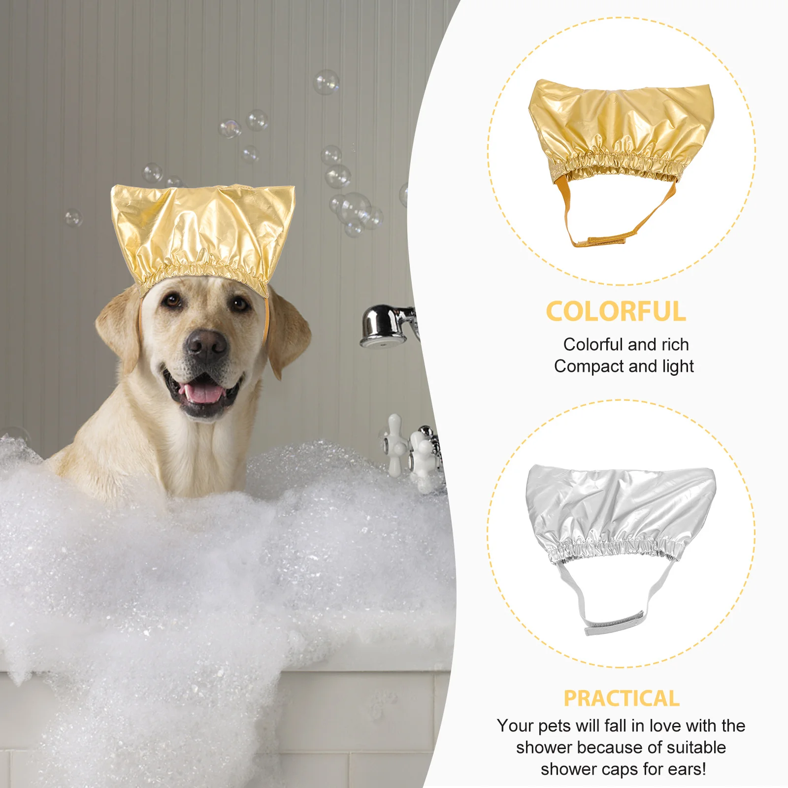 

2Pcs Pet Bath Hats Adjustable Elastic Strap Puppy Shower Caps Kitten Bath Caps Household Shower Hats Portable Pet Accessory