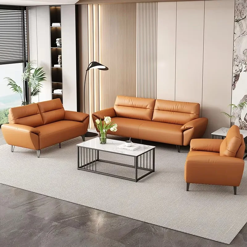 Customizable Luxury Practical Combination Leather Office Sofa Business Office Simple Guest Reception Rest Area Modern Sofa Set