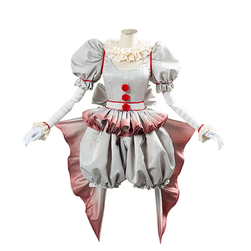 

Pennywise Cosplay Costume Horror Pennywise The Clown Costume Outfit for Women Girls Halloween Carnival Dress Outfit